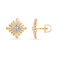 Unique Floral Gold and Diamond Stud Earrings,,hi-res 2