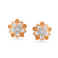 Charming Floral Diamond Stud Earrings in White and Rose Gold,,hi-res 