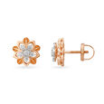 Charming Floral Diamond Stud Earrings in White and Rose Gold,,hi-res 2