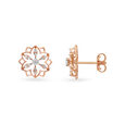Exquisite 18 Karat White And Rose Gold And Diamond Floral Studs 2