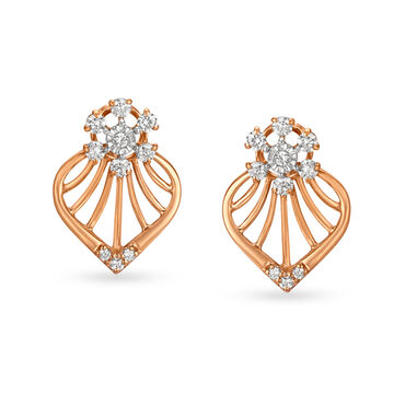 Bright Floral Rose Gold and Diamond Stud Earrings