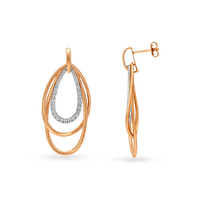 Spellbinding 18 Karat White And Rose Gold And Diamond Teardrop Pattern Drop Earrings 2