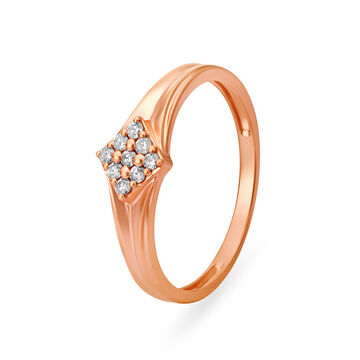 Darling 18 Karat Rose Gold And Diamond Geometric Design Finger Ring