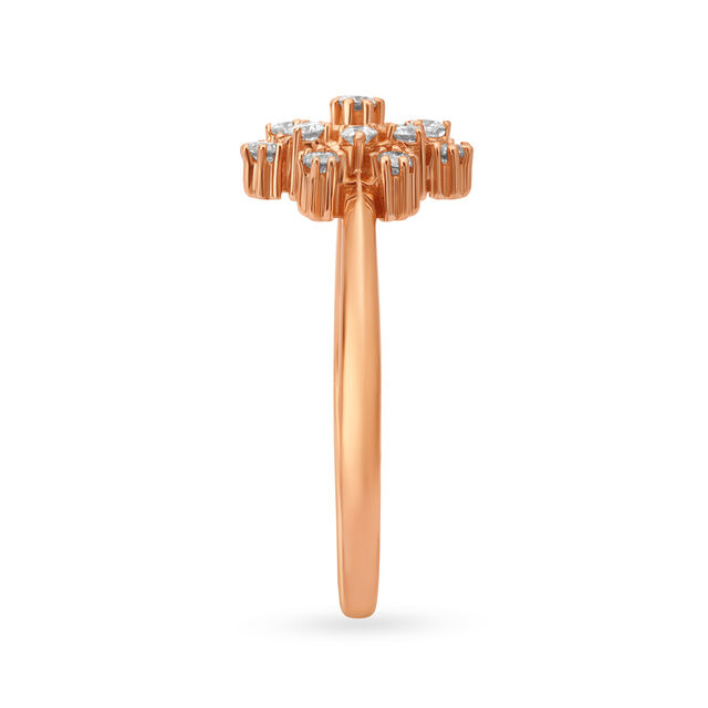 Charming 18 Karat Rose Gold And Diamond Floral Finger Ring 3