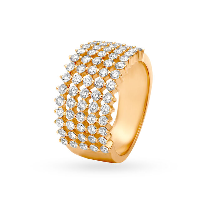 Opulent 18 Karat Rose Gold And Diamond Finger Ring 