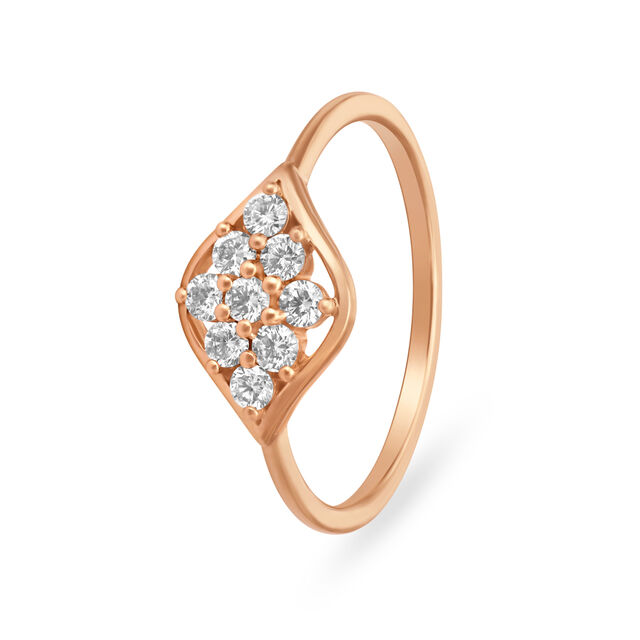 Dainty Floral 9 Stone Rose Gold and Diamond Ring 