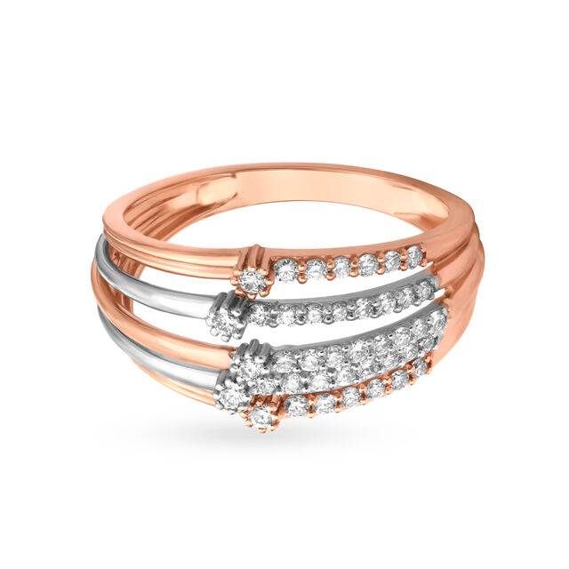 Timeless Cocktail Look Layered Diamond Ring in White and Rose Gold 2