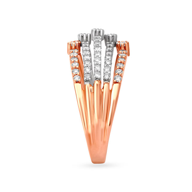 Timeless Cocktail Look Layered Diamond Ring in White and Rose Gold 3