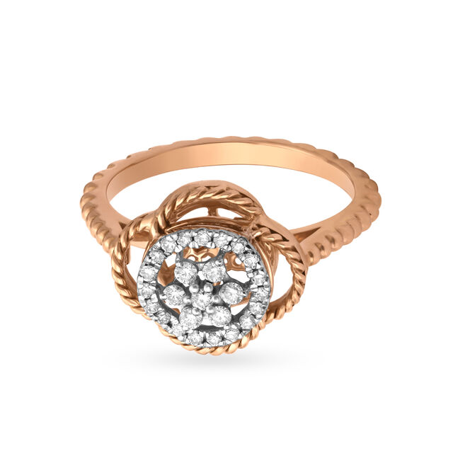 Floral White & Rose Gold Diamond Ring,,hi-res 2