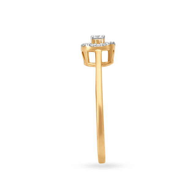 Timeless 18 Karat Yellow Gold And Diamond Geometric Design Finger Ring 3