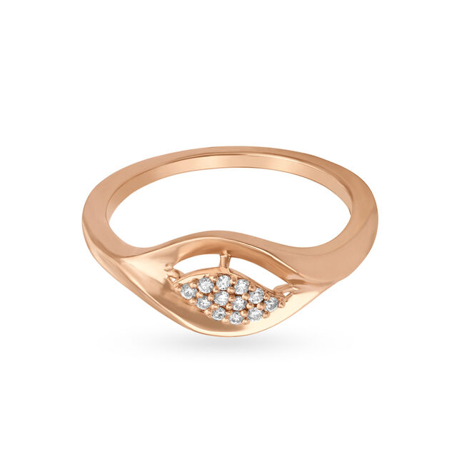 Elegant Leaf Inspired Rose Gold and Diamond Burfi Ring,,hi-res 2