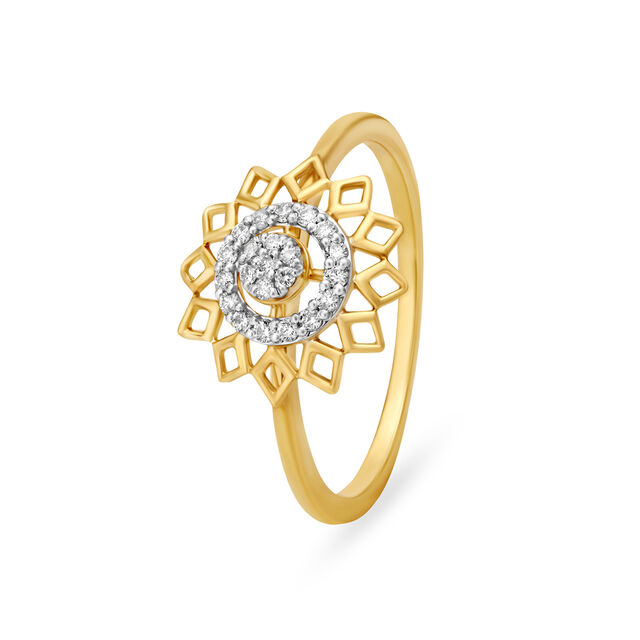 Concentric Pattern Gold and Diamond Finger Ring 2