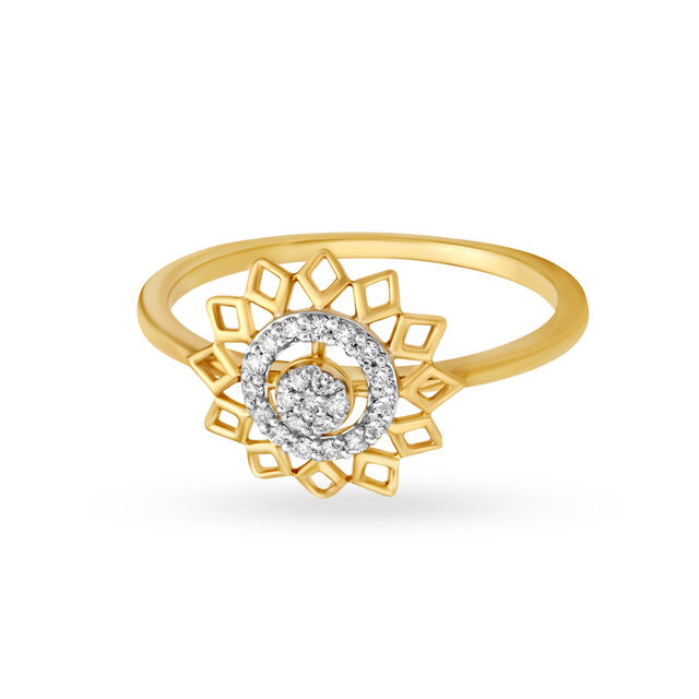 Concentric Pattern Gold and Diamond Finger Ring 3