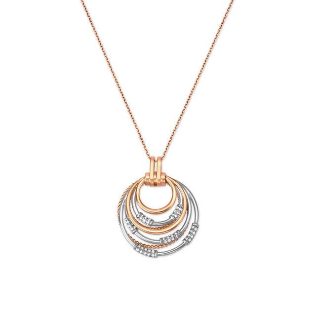 Dual Gold & Diamond Concentric Pendant,,hi-res 2