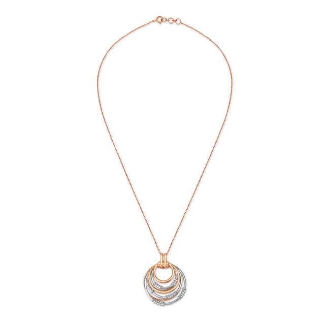 Dual Gold & Diamond Concentric Pendant,,hi-res 3