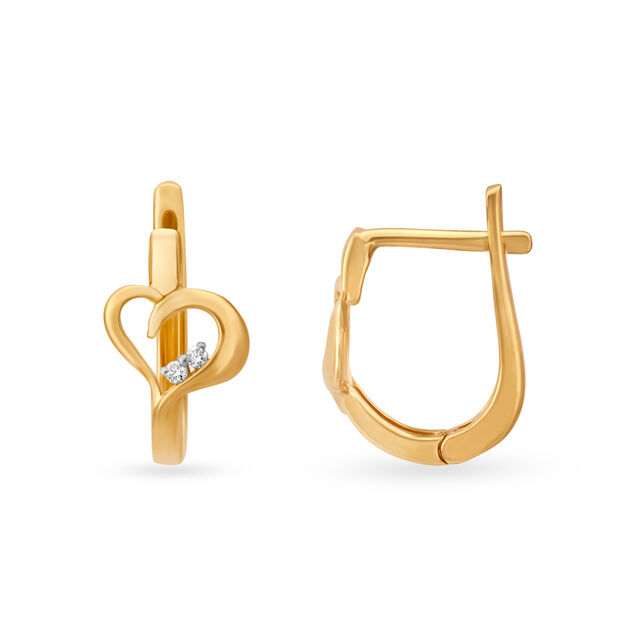Romantic Diamond Heart Bali Hoop Earrings 2