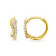 Elegant 18 Karat Yellow Gold And Diamond Wave Hoops 2