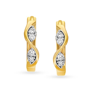 Enticing Wavy Diamond Hoop Bali Earrings