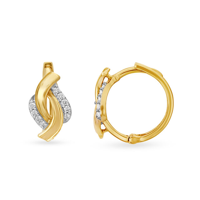 Artistic 18 Karat Yellow Gold And Diamond Knotted Hoops 2