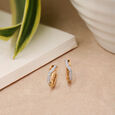 Classy 18 Karat Yellow Gold And Diamond Geometric Hoops 