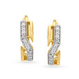 Classy 18 Karat Yellow Gold And Diamond Geometric Hoops 2