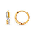 Classy 18 Karat Yellow Gold And Diamond Geometric Hoops 3