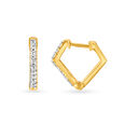 Simplistic 18 Karat Yellow Gold And Diamond Studded Hoops 2