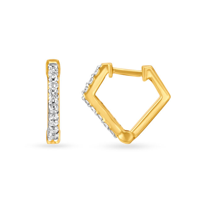 Simplistic 18 Karat Yellow Gold And Diamond Studded Hoops 2