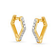 Simplistic 18 Karat Yellow Gold And Diamond Studded Hoops 3