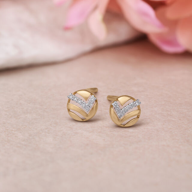 Yellow Gold Diamond Studs in 18K for Women 