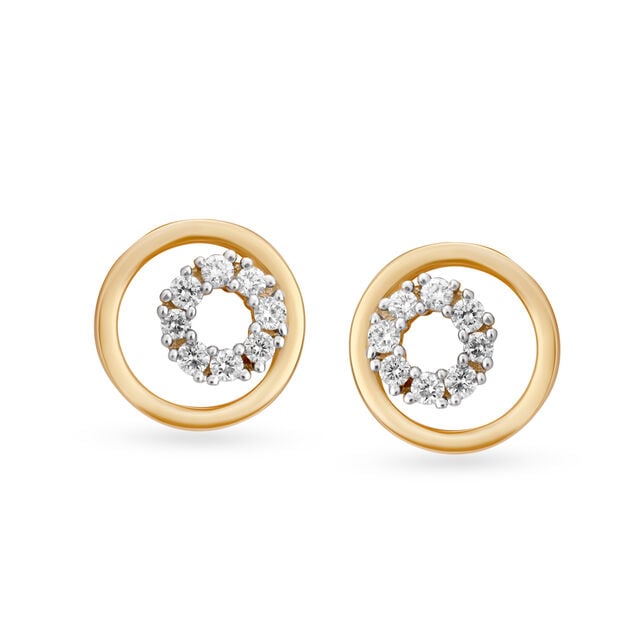 Gorgeous 18 Karat Yellow Gold And Diamond Circular Studs,,hi-res 
