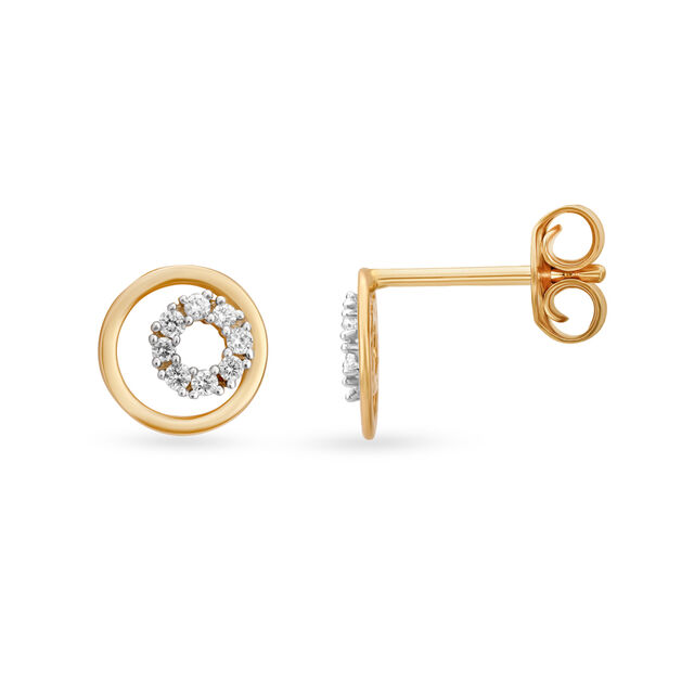 Gorgeous 18 Karat Yellow Gold And Diamond Circular Studs,,hi-res 2