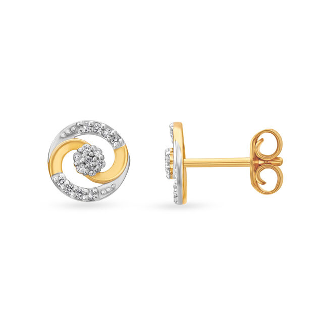 Dainty Floral Diamond Round Stud Earrings 2