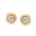 Charming Round Diamond Stud Earrings in Yellow and White Gold 