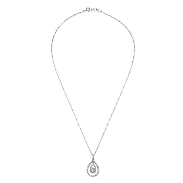 Classic Teardrop Diamond Pendant with Chain set in White Gold,,hi-res 2