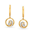 Crescent Diamond Hoop Earrings 