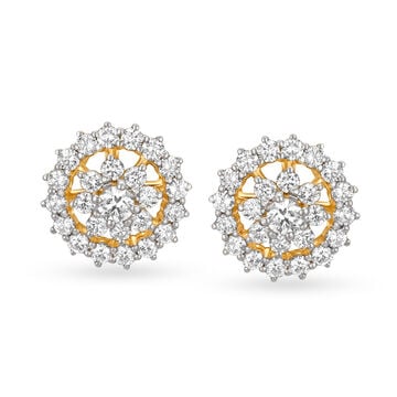 Stylish Edgy Gold and Diamond Stud Earrings