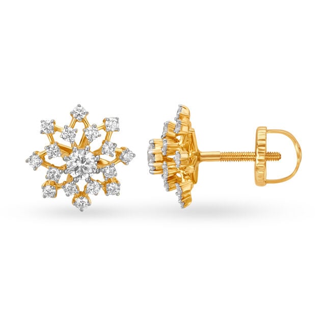 Enchanting 18 Karat Yellow Gold And Diamond Floral Studs,,hi-res 2
