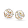 Floral Dense Gold and Diamond Stud Earrings,,hi-res 