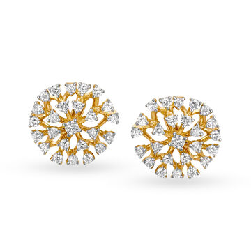 Captivating Diamond Circular Studs in 18K Yellow Gold for Women