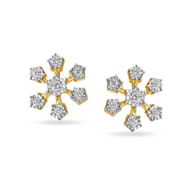 Starburst Cluster Diamond Stud Earrings 2