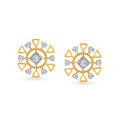 Eclectic 18 Karat Yellow And White Gold And Diamond Geometric Flower Stud Earrings 3
