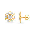 Eclectic 18 Karat Yellow And White Gold And Diamond Geometric Flower Stud Earrings 4