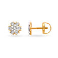 Sparkling Flowers Yellow and White Gold Diamond Stud Earrings 2
