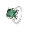 White Gold and Diamond Finger Ring with Coloured Stone 