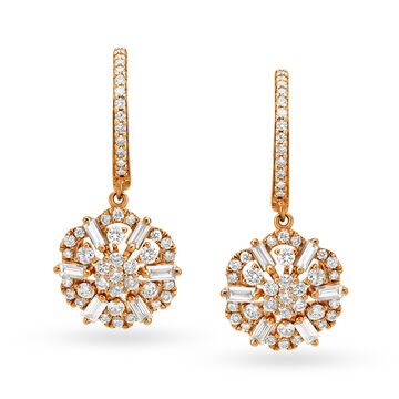 Ethereal 18 Karat Rose Gold And Diamond Floral Hoops
