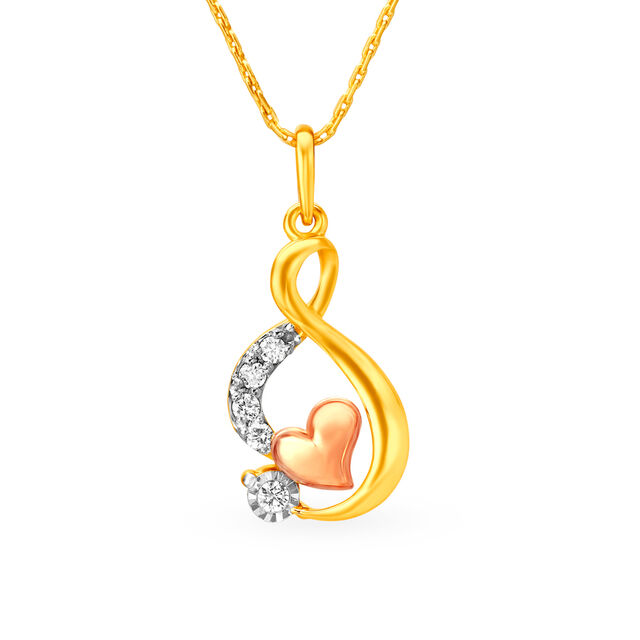 Charming 18 Karat Yellow Gold Curvy Pendant,,hi-res 