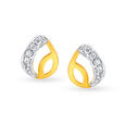 Gentle Leaf Gold and Diamond Stud Earrings,,hi-res 