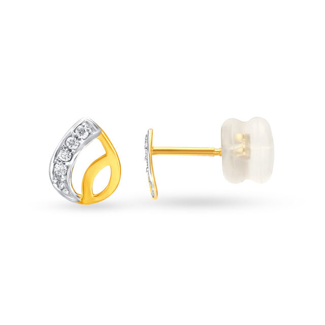 Gentle Leaf Gold and Diamond Stud Earrings,,hi-res 2