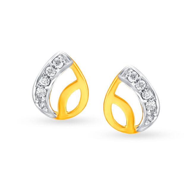Enchanting 18 Karat White And Yellow Gold And Diamond Droplet Studs 